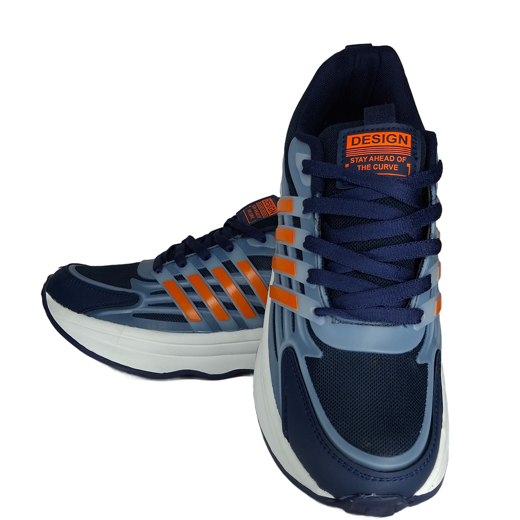 Grandwalk Aldas Pro Sneakers – Navy Blue & Orange