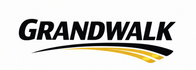Grandwalk logo with black text and yellow swoosh on a white background